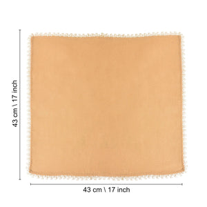 Brown - Dining Table Premium Cotton Table Napkin with Crochet Ends (Set of 6)