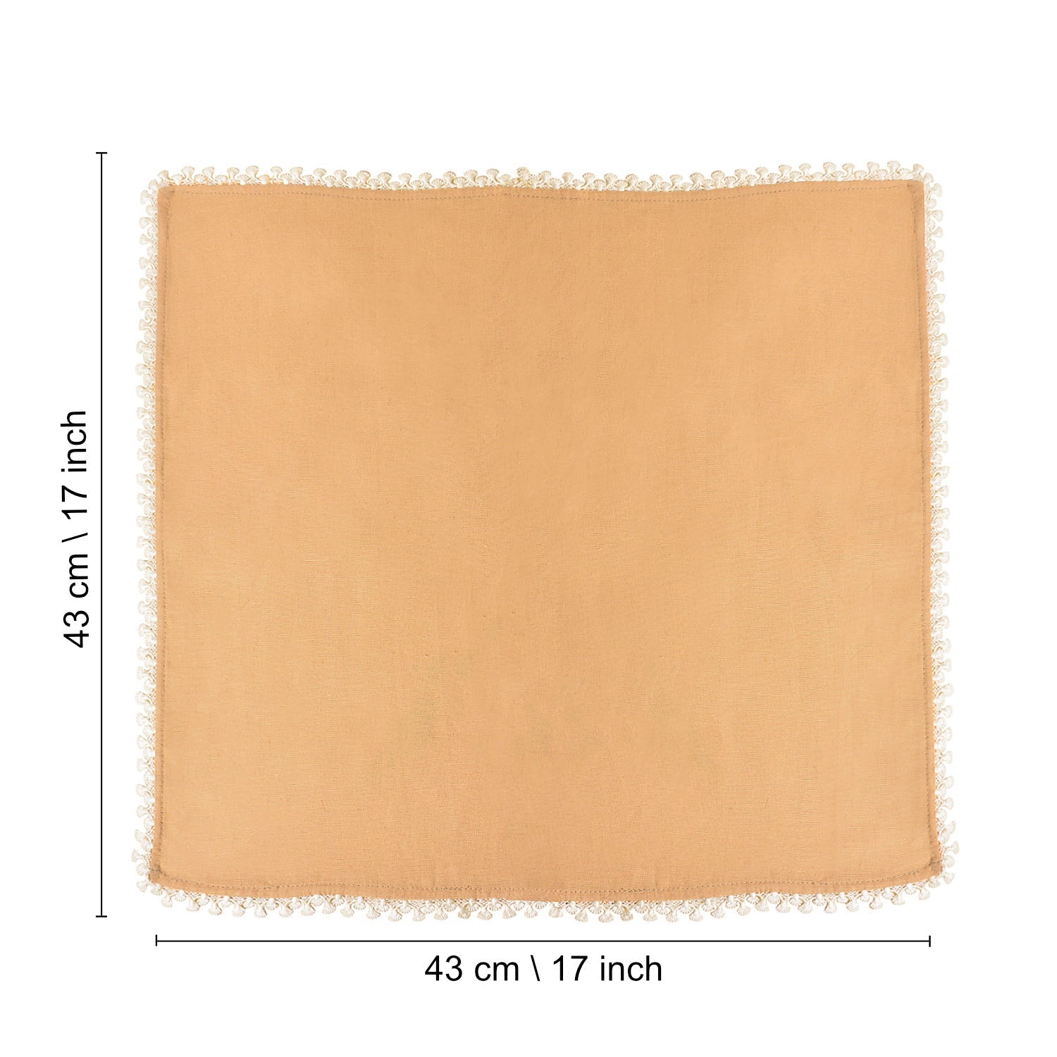 Brown - Dining Table Premium Cotton Table Napkin with Crochet Ends (Set of 6)
