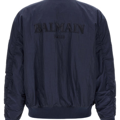 Balmain Logo Embroidery Bomber Jacket