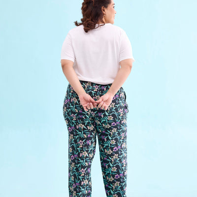 Women Printed Blacks Woven Viscose Lounge Pants
