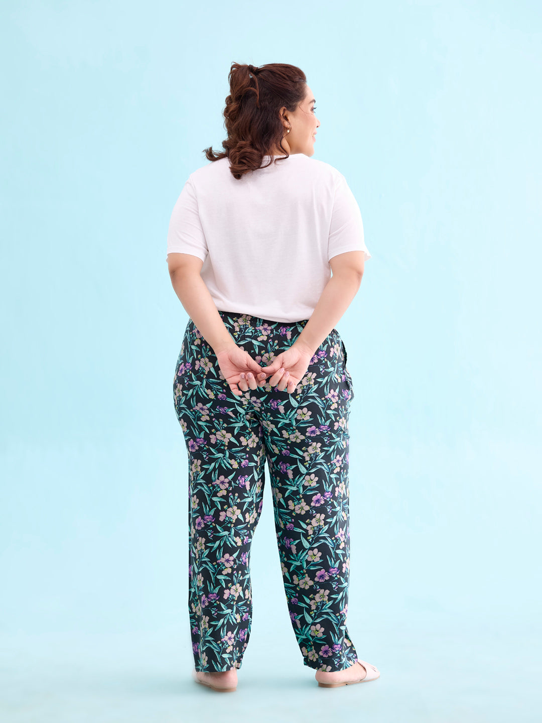 Women Printed Blacks Woven Viscose Lounge Pants