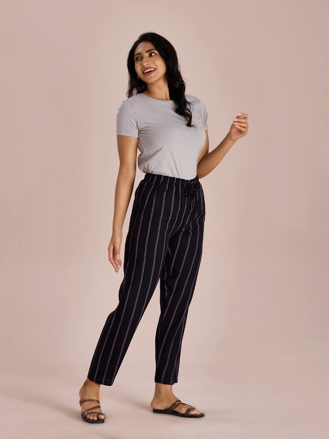 Women Black Printed Woven Viscose Lounge Pants