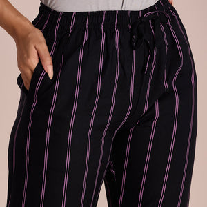 Women Black Printed Woven Viscose Lounge Pants