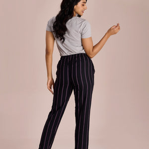 Women Black Printed Woven Viscose Lounge Pants
