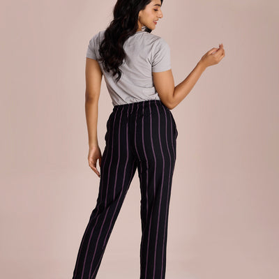 Women Black Printed Woven Viscose Lounge Pants
