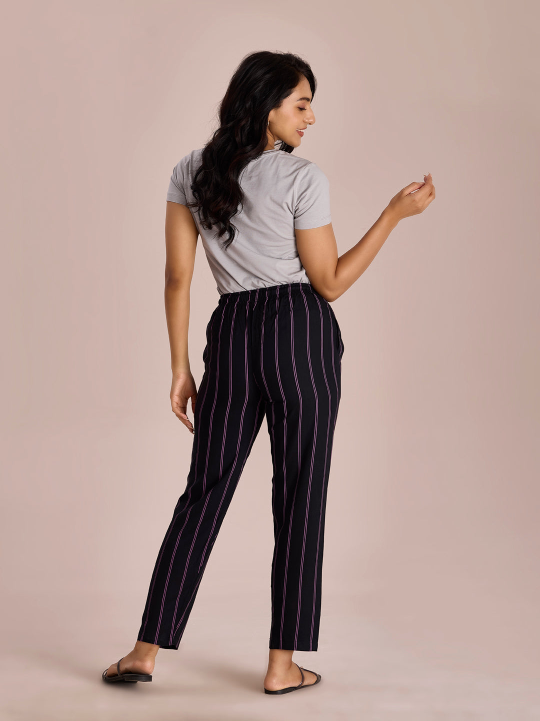 Women Black Printed Woven Viscose Lounge Pants