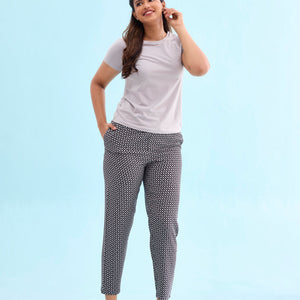 Women Printed Blacks Mid Rise Viscose Lounge Pants