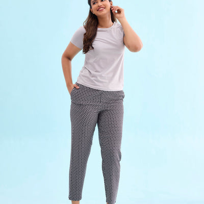 Women Printed Blacks Mid Rise Viscose Lounge Pants