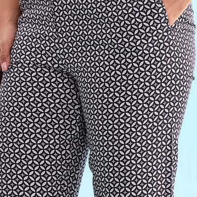 Women Printed Blacks Mid Rise Viscose Lounge Pants