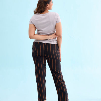 Women Printed Black Woven Viscose Lounge Pant