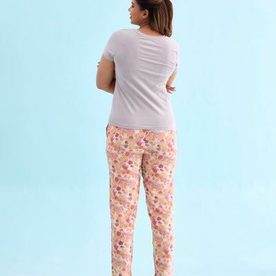 Women Printed Coral Woven Viscose Lounge Pants