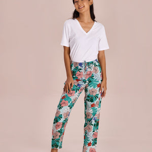 Women Green Printed Woven Viscose Lounge Pants