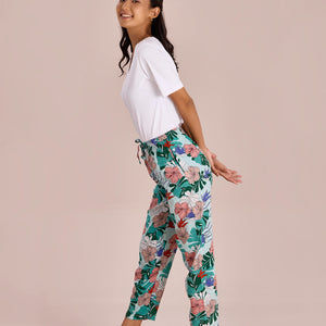 Women Green Printed Woven Viscose Lounge Pants