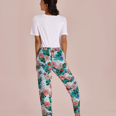 Women Green Printed Woven Viscose Lounge Pants