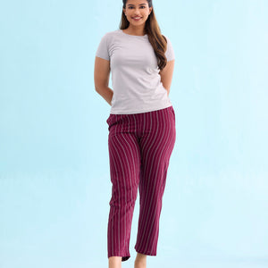 Women Printed Maroon Woven Viscose Lounge Pants