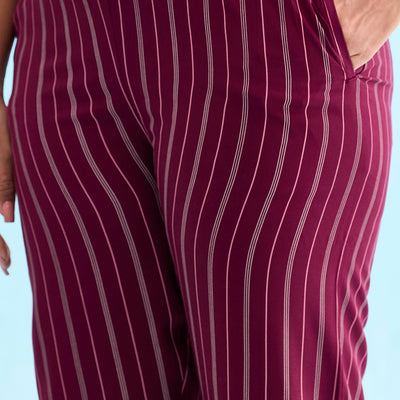 Women Printed Maroon Woven Viscose Lounge Pants