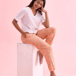 Women Printed Medium Pinks Woven Viscose Lounge Pants