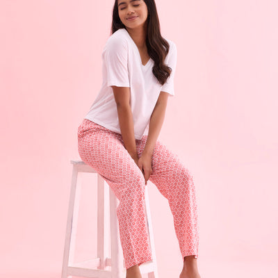 Women Printed Medium Green Woven Viscose Lounge Pants
