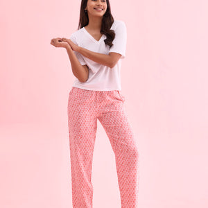 Women Printed Medium Green Woven Viscose Lounge Pants
