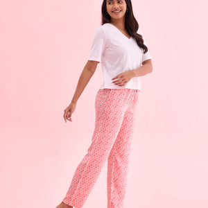 Women Printed Medium Green Woven Viscose Lounge Pants