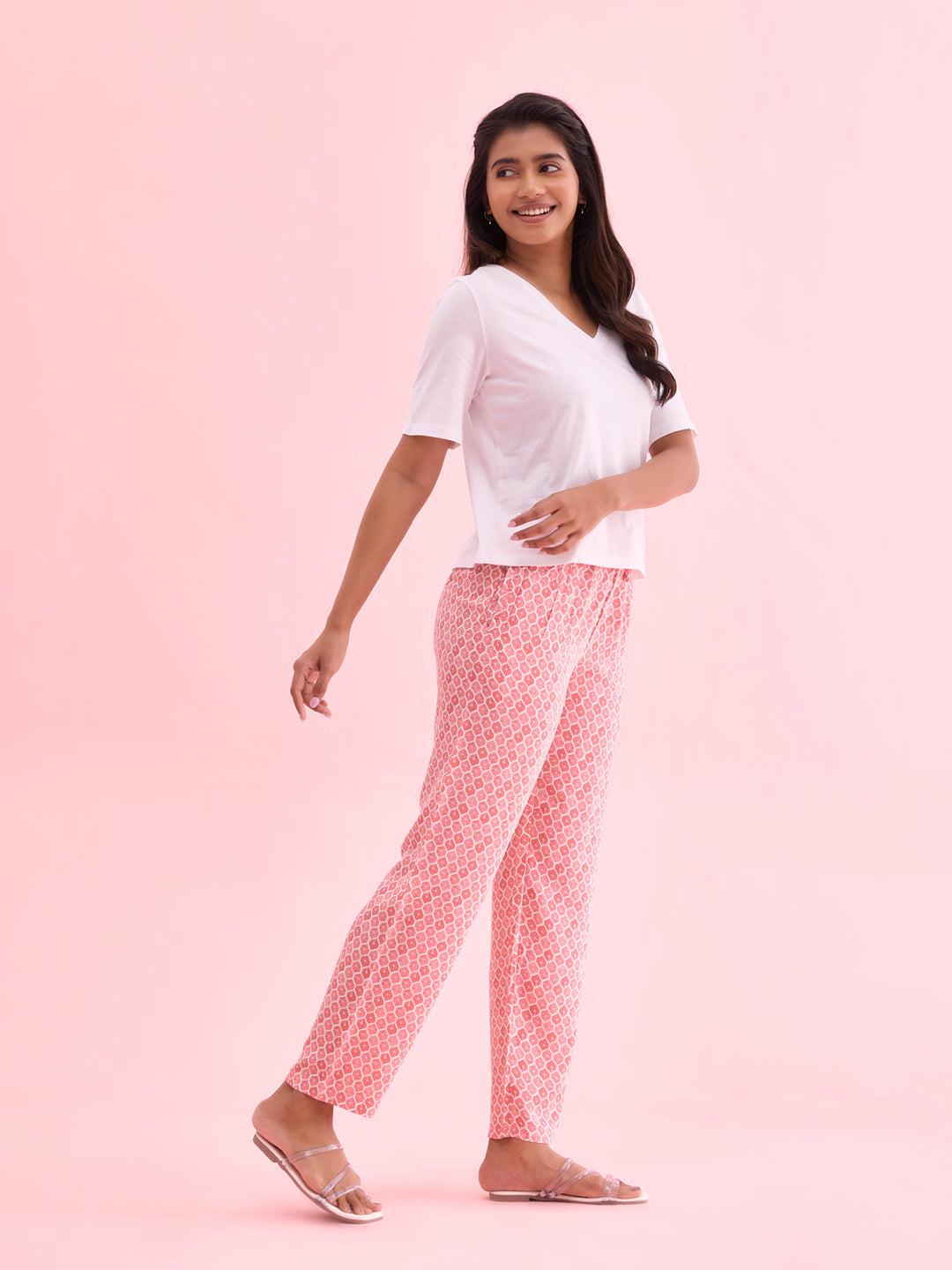 Women Printed Medium Green Woven Viscose Lounge Pants