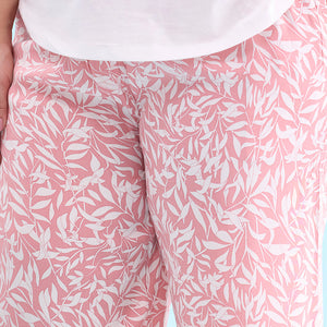 Women Printed Medium Pink Mid Rise Woven Viscose Lounge Pants