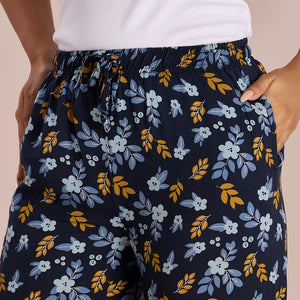 Women Printed Navy Viscose Lounge Pants