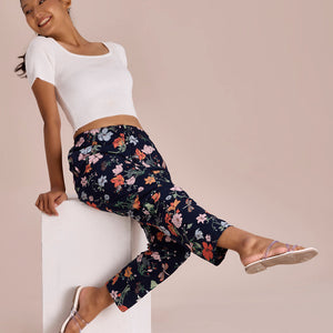 Women Printed Navy Woven Viscose Lounge Pant