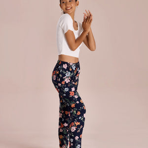 Women Printed Navy Woven Viscose Lounge Pant