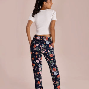 Women Printed Navy Woven Viscose Lounge Pant