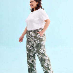Women Printed Olive Woven Viscose Lounge Pants