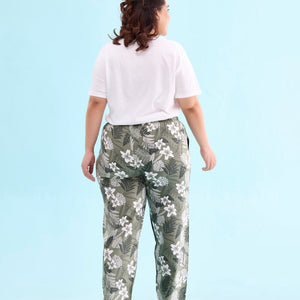 Women Printed Olive Woven Viscose Lounge Pants
