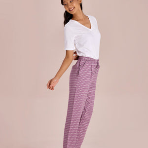 Women Printed Purples Woven Viscose Lounge Pants