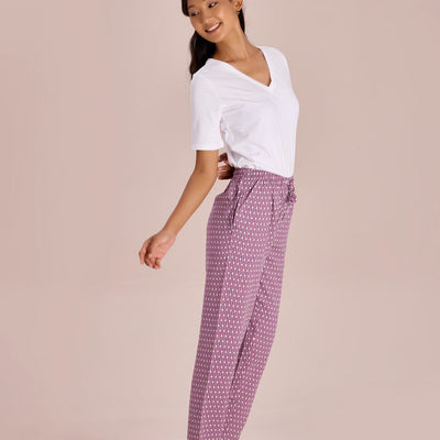 Women Printed Purples Woven Viscose Lounge Pants