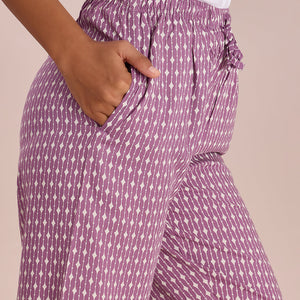 Women Printed Purples Woven Viscose Lounge Pants
