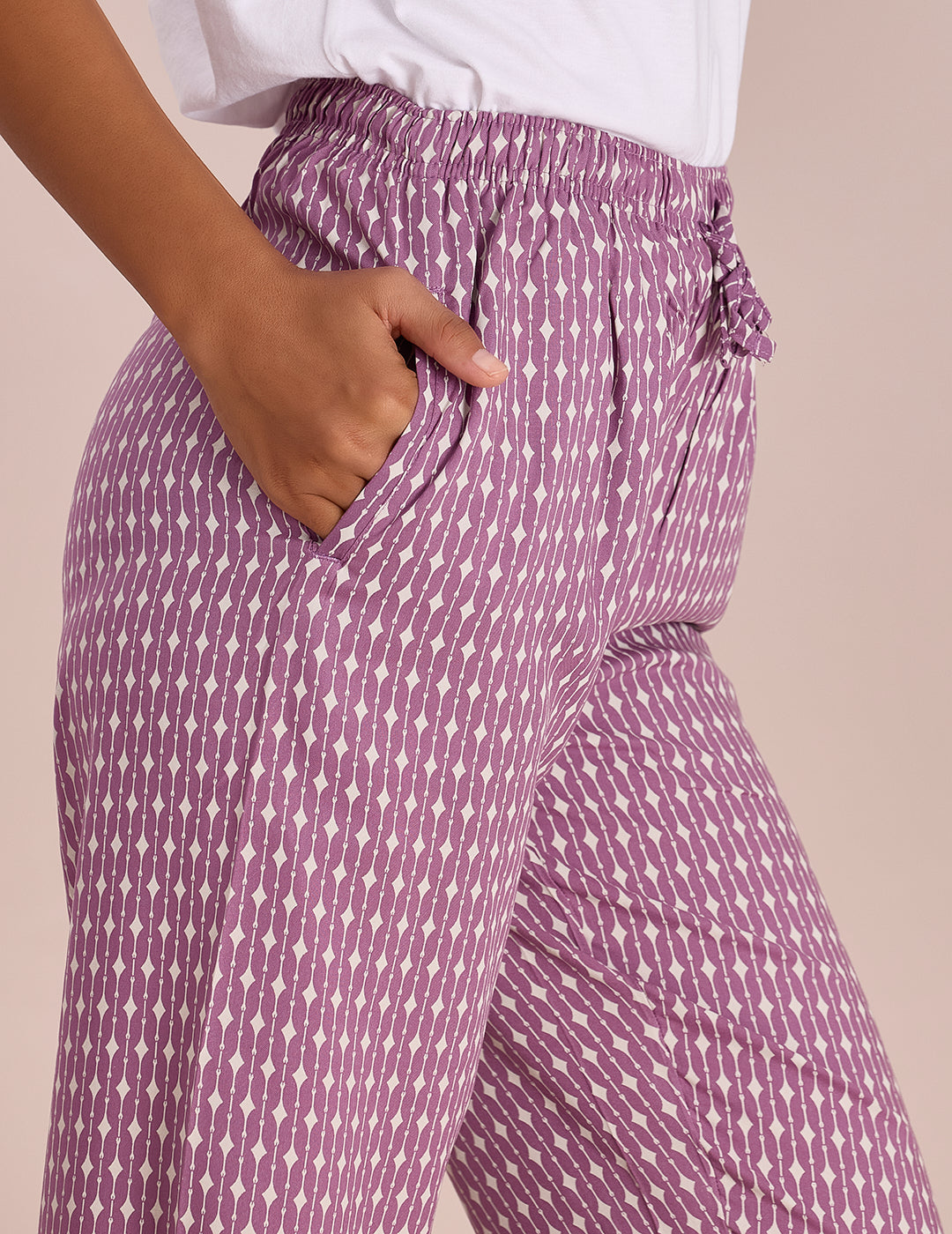 Women Printed Purples Woven Viscose Lounge Pants