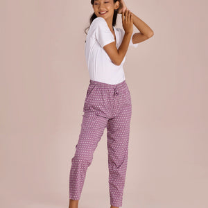 Women Printed Purples Woven Viscose Lounge Pants