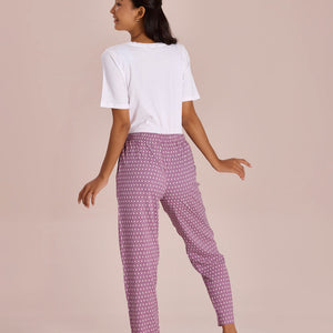 Women Printed Purples Woven Viscose Lounge Pants