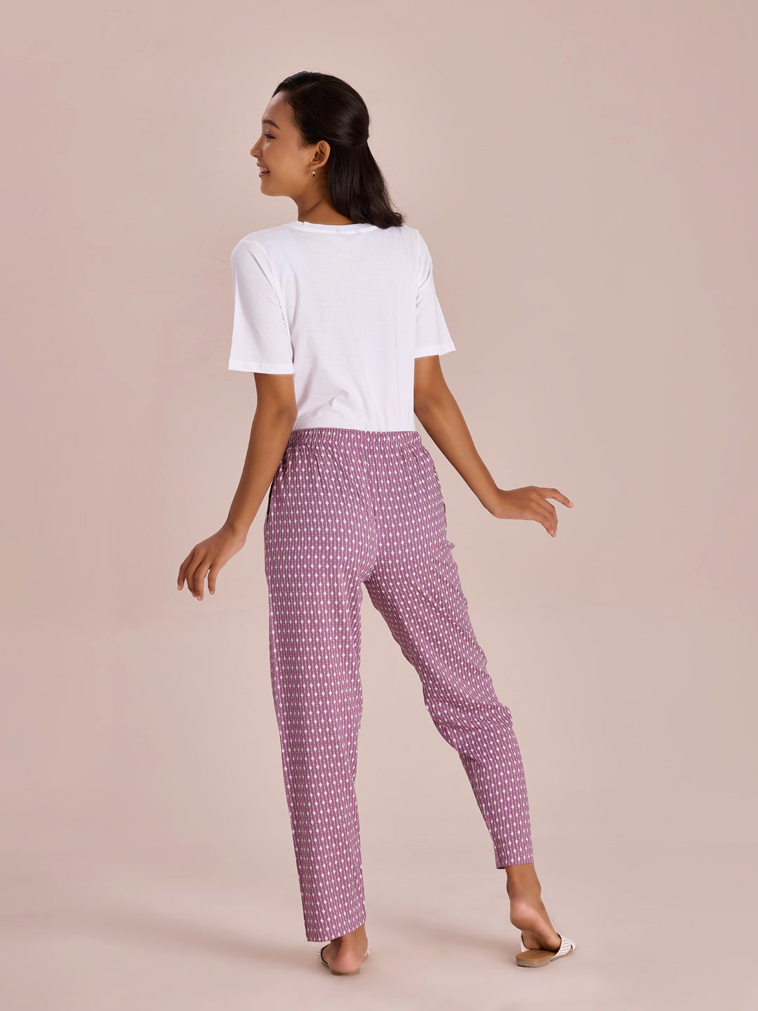 Women Printed Purples Woven Viscose Lounge Pants