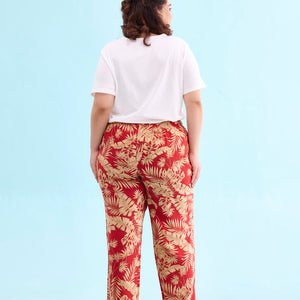 Women Printed Red Mid Rise Woven Viscose Lounge Pants
