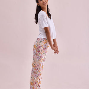 Women Printed Whites Woven Viscose Lounge Pants