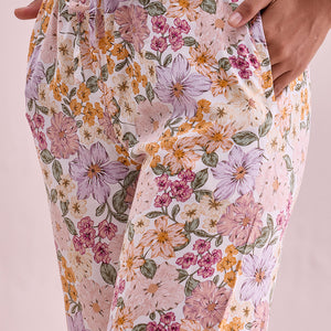 Women Printed Whites Woven Viscose Lounge Pants