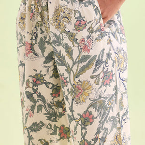 Women White Printed Woven Viscose Lounge Pants