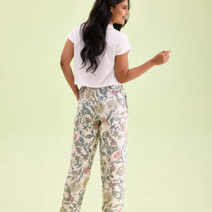 Women White Printed Woven Viscose Lounge Pants