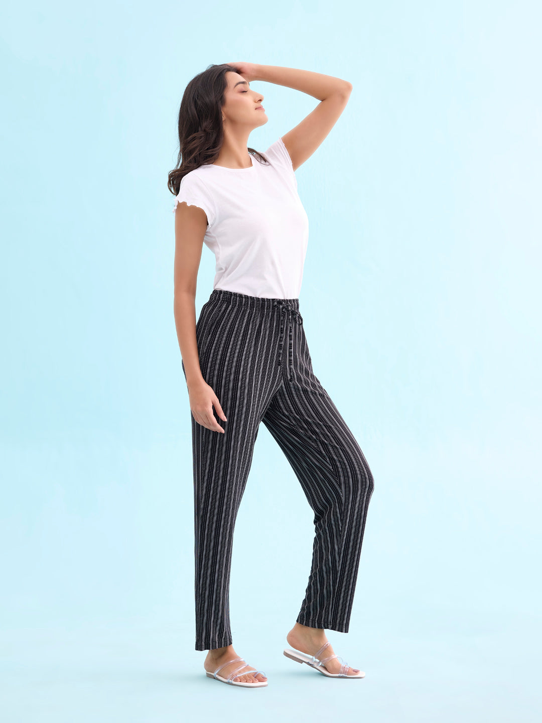 Women Printed Blacks Cotton Knit Lounge Pants