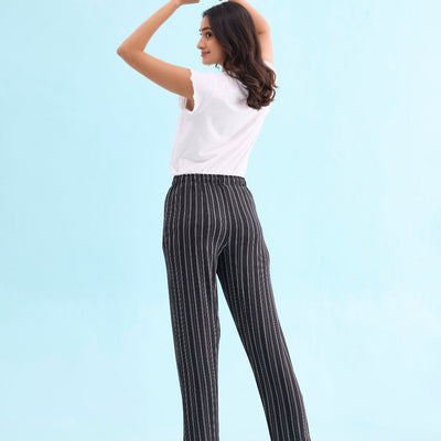 Women Printed Blacks Cotton Knit Lounge Pants