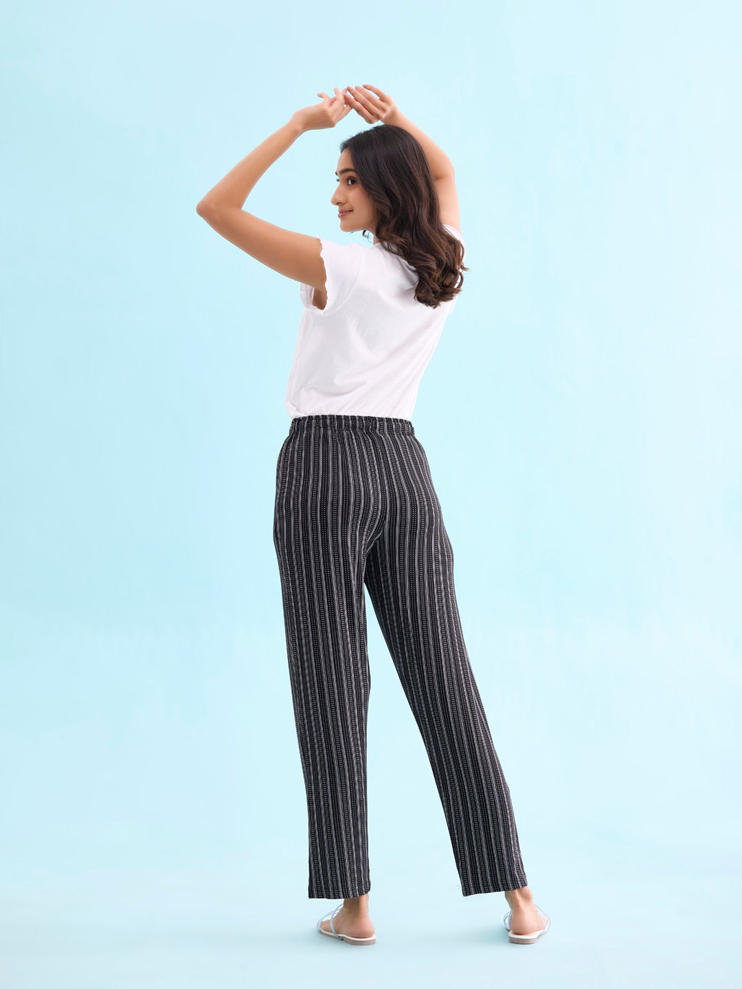 Women Printed Blacks Cotton Knit Lounge Pants