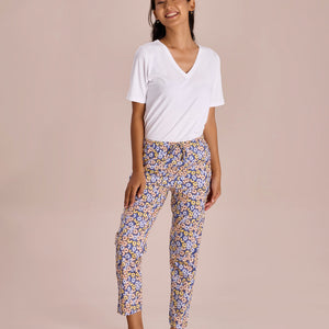 Women Printed Blues Cotton Knit Lounge Pants