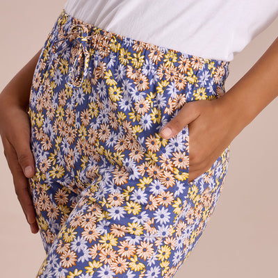 Women Printed Blues Cotton Knit Lounge Pants