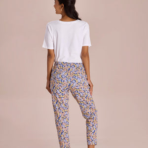 Women Printed Blues Cotton Knit Lounge Pants